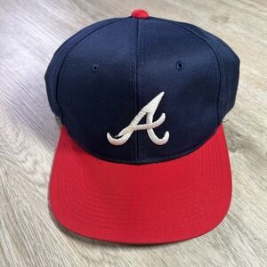 VTG Atlanta Braves Snapback Hat MLB Baseball Youngan Blue Plain Logo Cap‎